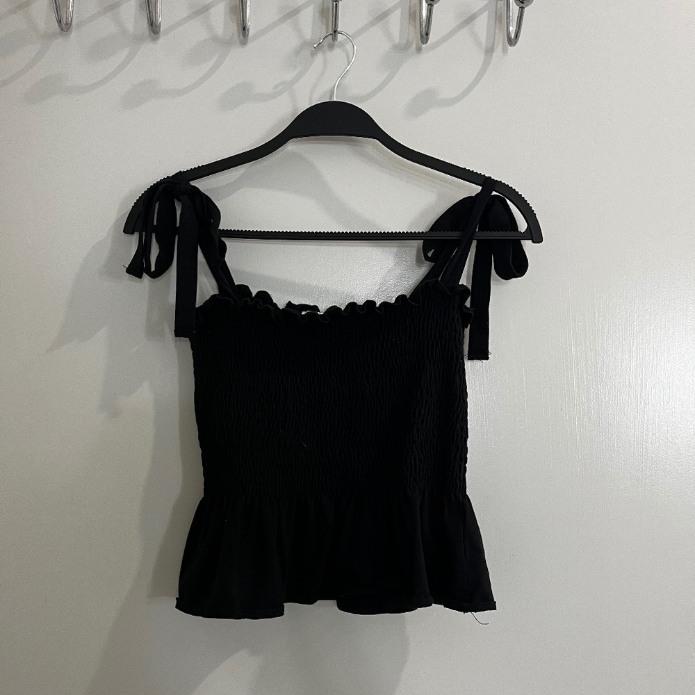 Black Tie-Strap Top